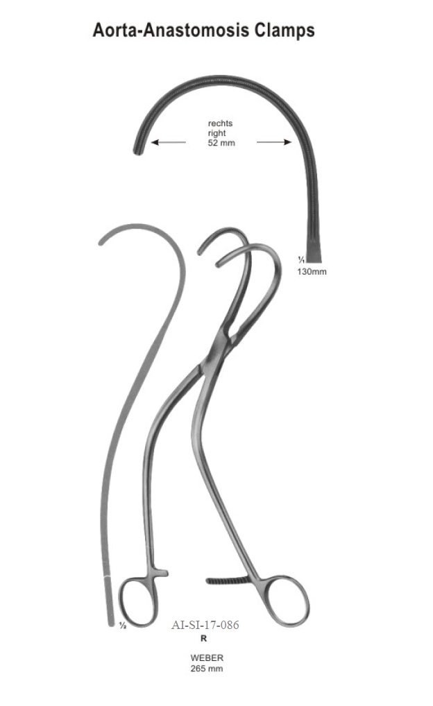R Weber Aorta anastomosis clamp